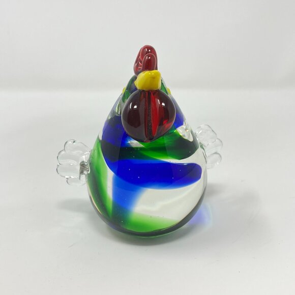 Art Glass Rooster Chicken Figurine Paperweight Farm House Decorative - Picture 2 of 7